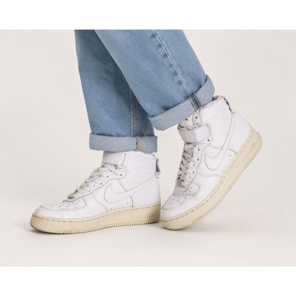 Nike Air Force 1 High White Leather Sneakers Mens Size 7 EU38 Retro 334031-105 main image 10